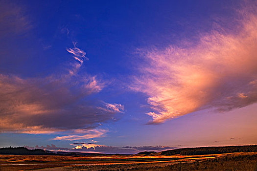 日出,山谷,黄石国家公园