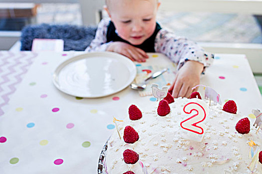女性,幼儿,生日蛋糕,树莓,桌子