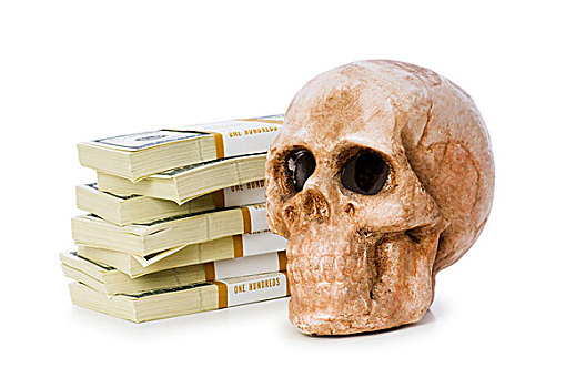 概念,死亡,钱,头骨,美元