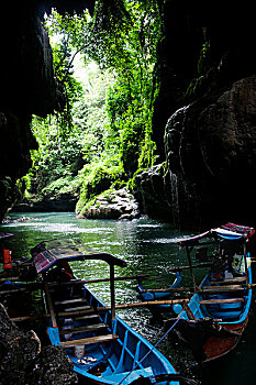 船,河,绿色,峡谷,爪哇,印度尼西亚