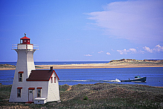灯塔,海滩,爱德华王子岛,加拿大