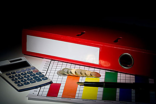 红色,商务,活页文件夹,书桌