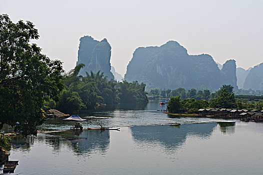 河,骆驼,山,背景,阳朔,广西