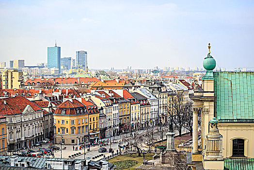 华沙,市中心,老城,现代,摩天大楼,波兰,欧洲