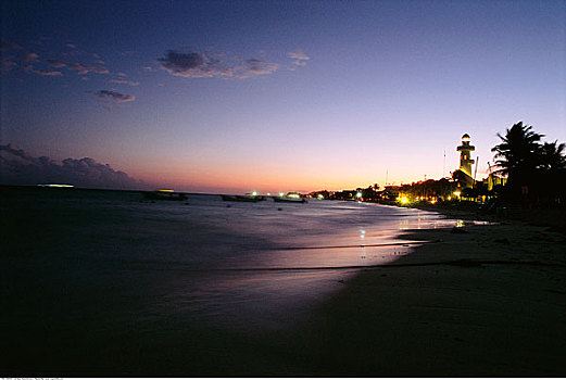 海滩,天空,黄昏,干盐湖,卡门,墨西哥