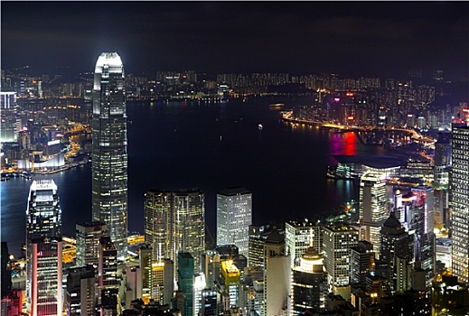 香港,天际线,夜晚