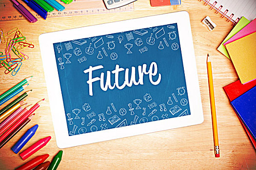 未来,学生,书桌,平板电脑,文字,学校,壁纸