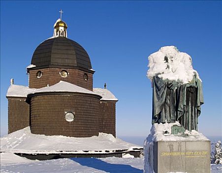 雕塑,小教堂,顶峰,防护,风景,区域,北方,摩拉维亚,捷克共和国,中欧