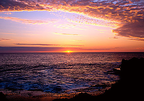 沿岸,日落,海洋,西澳大利亚州,澳大利亚