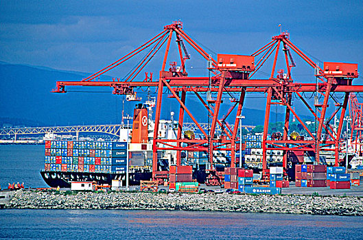 集装箱船,港口,温哥华岛,不列颠哥伦比亚省,加拿大