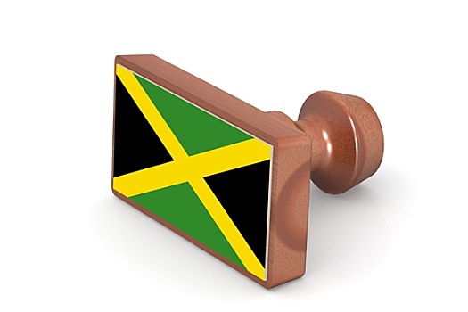 木质,图章,牙买加,旗帜
