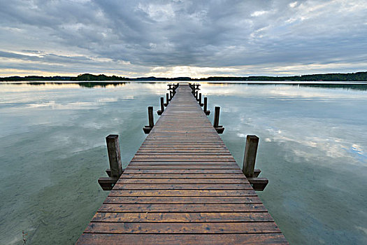 木码头,湖,上巴伐利亚,德国