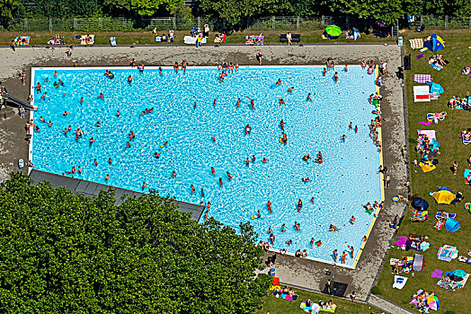 户外泳池,日光浴,区域,夏天,埃森,鲁尔区,北莱茵威斯特伐利亚,德国