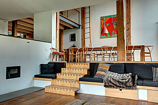 生活方式,区域,座椅,木质,台阶,画廊