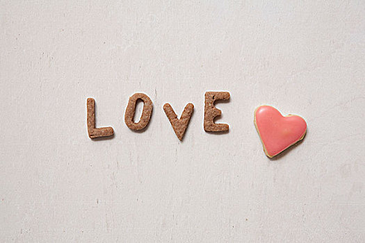 喜爱,文字,书写,饼干,心形