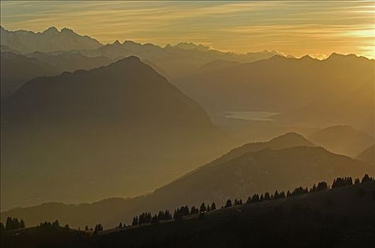 日落,瑞士,施维茨