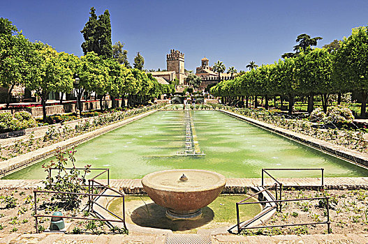 喷泉,花园,城堡,科多巴,西班牙