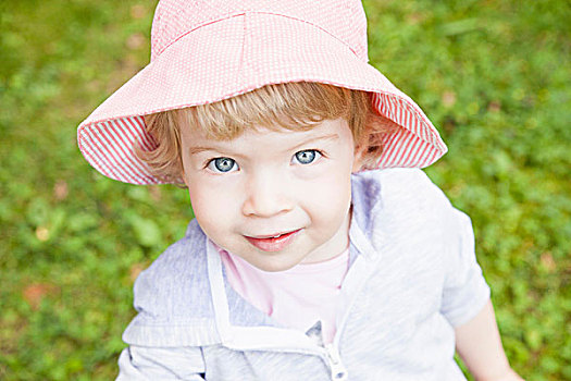 头像,女性,幼儿,戴着,粉色,太阳帽