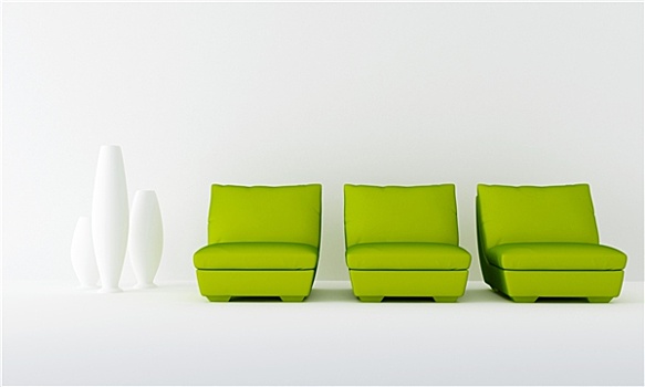 三个,绿色,座椅,等候室