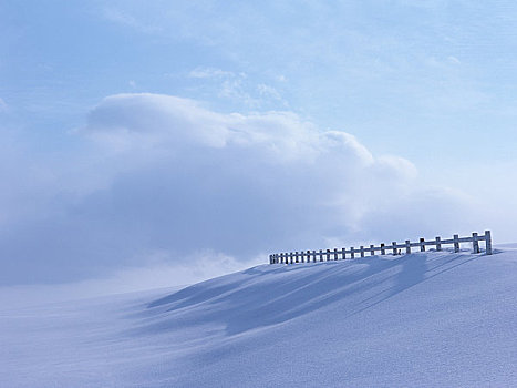 围栏,雪原