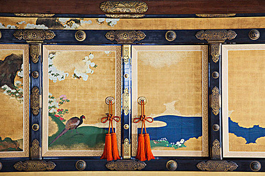 日本,京都,二条城,宫殿,特写,涂绘