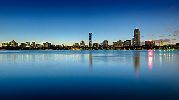 波士顿,后湾,天际线,风景,黎明