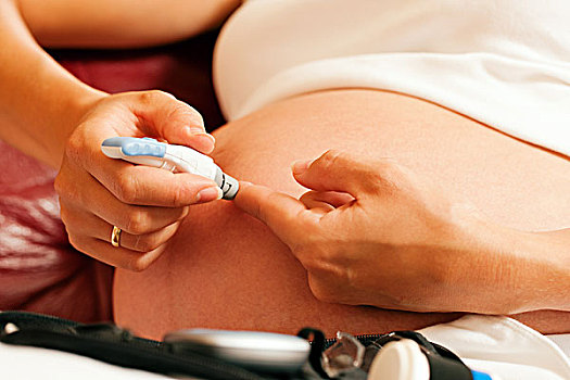孕妇,血样,手指,血,葡萄糖,水平,测验,怀孕,糖尿病