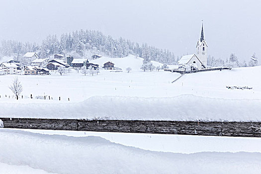 小,乡村,教堂,暴风雪,瑞士,欧洲