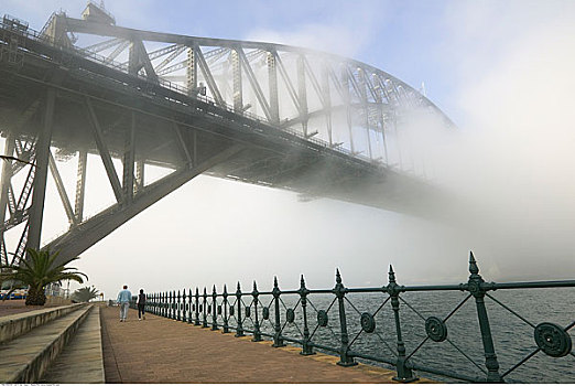 人,走,悉尼海港大桥,悉尼,澳大利亚
