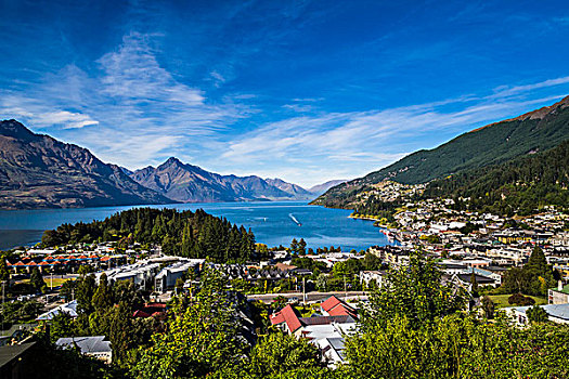 景色,俯视,皇后镇,奥塔哥,南岛,新西兰