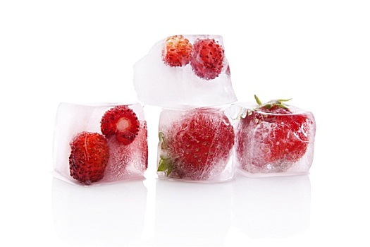 冰冻,草莓,冰块