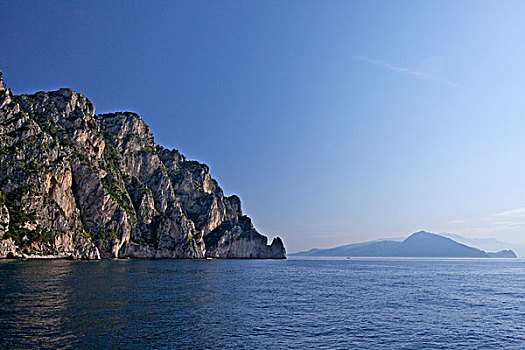 石灰石,悬崖,海中,卡普里岛,坎帕尼亚区,意大利
