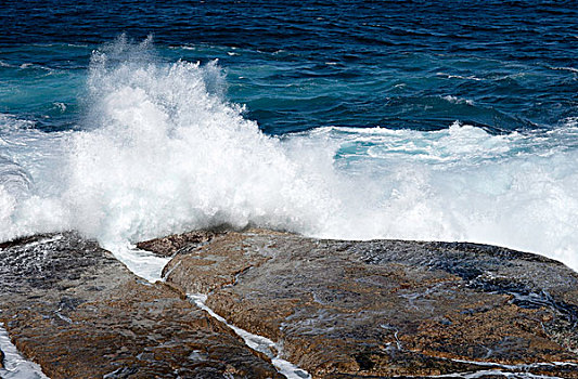 海洋,波浪,碰撞,岩石上