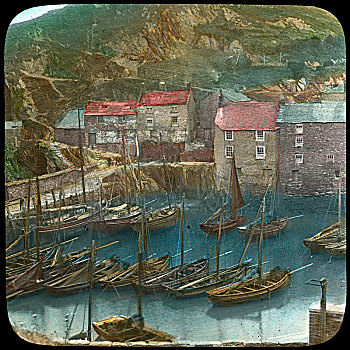 渔船,港口,康沃尔,迟,19世纪,早,20世纪,艺术家,教堂,军队,灯笼