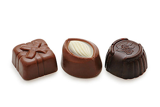 三个,巧克力,隔绝,白色背景