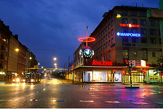 交叉,晚间,斯德哥尔摩,瑞典