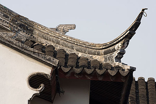 中国上海七宝古镇的历史建筑特写