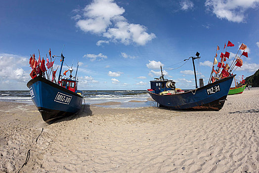 渔船,海滩,半岛,波兰,欧洲