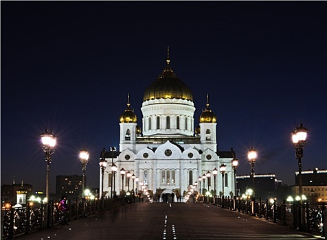 夜景,大教堂,耶稣,莫斯科,俄罗斯