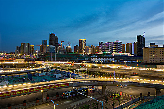 新疆乌鲁木齐高铁片区写字楼夜景