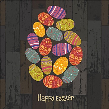复活节彩蛋,一个,鸡蛋,形状,厚木板