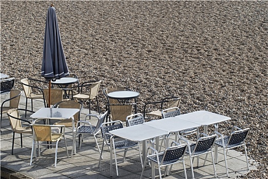 咖啡,桌子,椅子,布莱顿海滩,英格兰