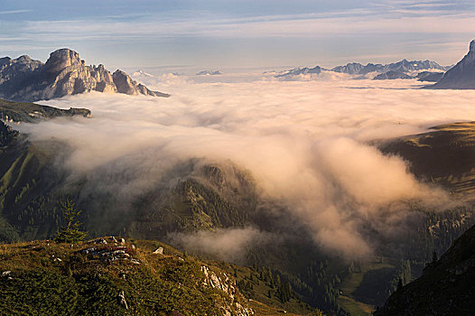 阿尔卑斯山,白云岩,意大利,欧洲,威尼托,省,日出,上方