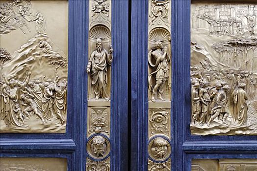 青铜,门,佛罗伦萨,洗礼堂,圣约翰,早,文艺复兴,杰作,世界遗产,托斯卡纳,意大利,欧洲
