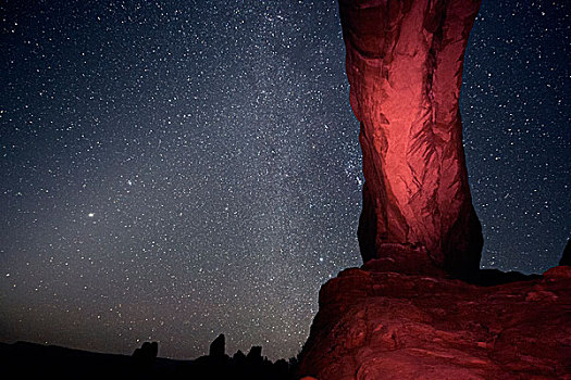 柱子,岩石构造,星空,天空,拱门国家公园,犹他,美国