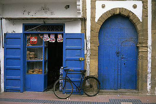 摩洛哥,苏维拉,小路,场景,清新,面包,窗户,蓝色,门,自行车