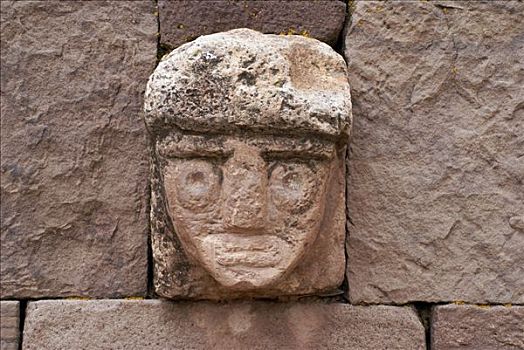 石头,头部,庙宇,玻利维亚