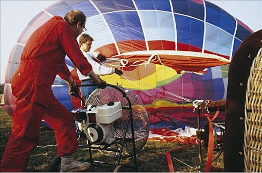 男人,准备,热气球,开端,探险,休假,热气,气球