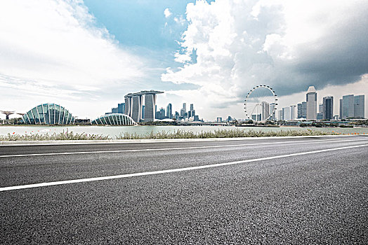 空,沥青,道路,城市,新加坡
