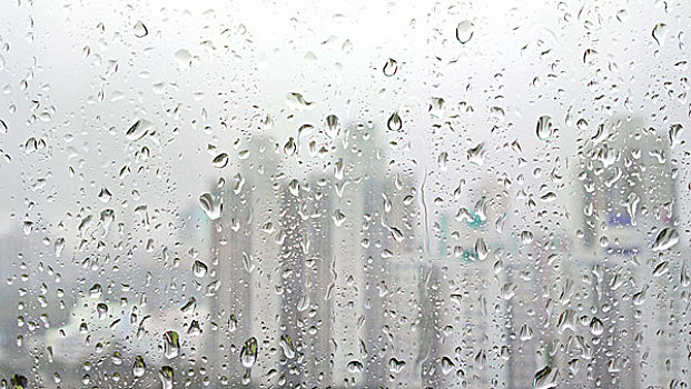 雨滴,玻璃,城市,背景